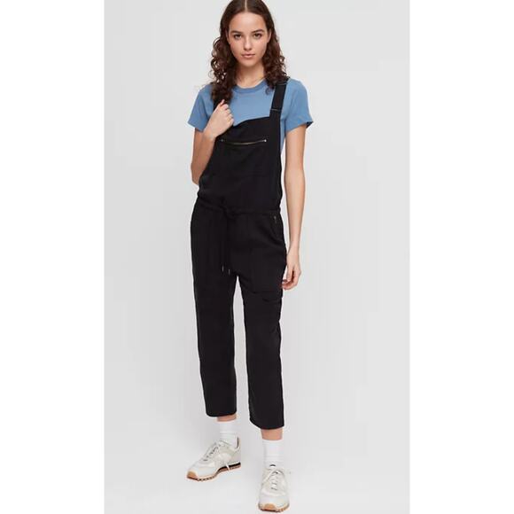 ARITZIA Wilfred Free Black Valletta Cropped Twill Straight Leg Overalls Size XS - Picture 1 of 11